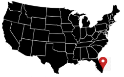 USA map with Miami highlighted